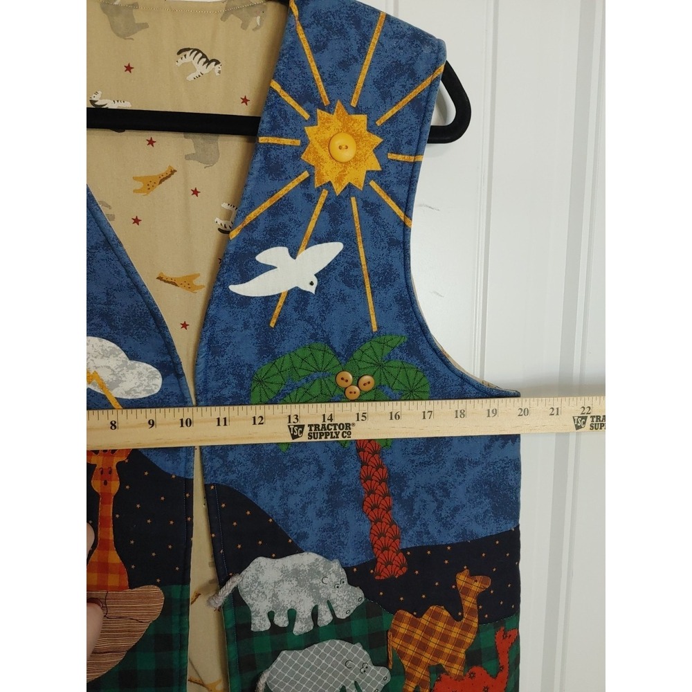 90s Handmade Appliqué Noah's Ark Detailed Quilted Vest M/L Teacher Whimsical - Picture 7 of 12